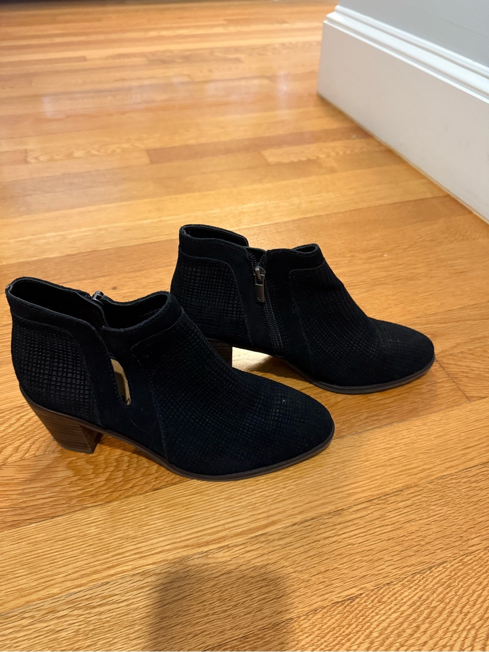 Classic Black Suede Ankle Booties with Medium Heel